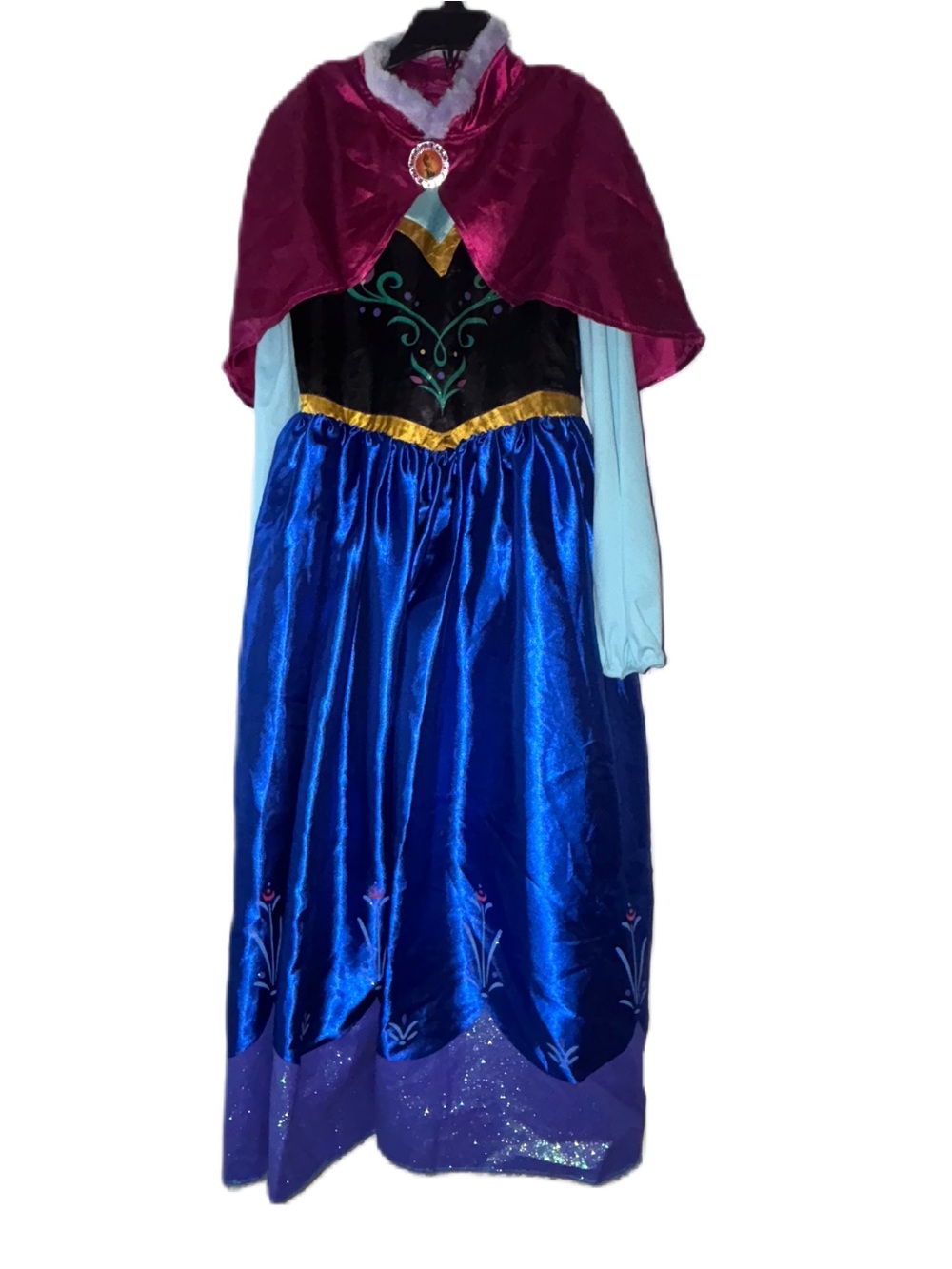Disney Collection Frozen Anna Royal Blue & Pink Cape Princess Dress Costume 9/10